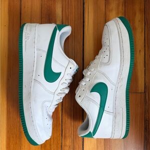 Nike Air Force 1 White with Green Accents Men's Sneakers